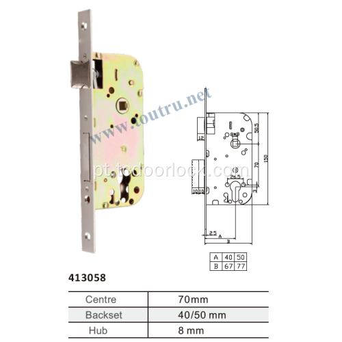 Espanha duplo parafuso 70mm buraco mortise fechadura da porta